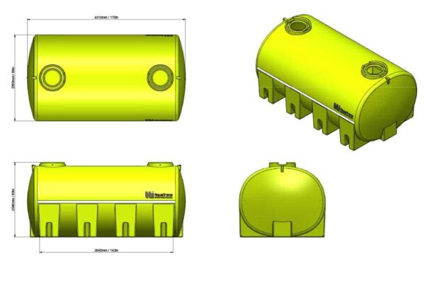 15000L AquaTrans Portable Water Cartage Tank Dimensions